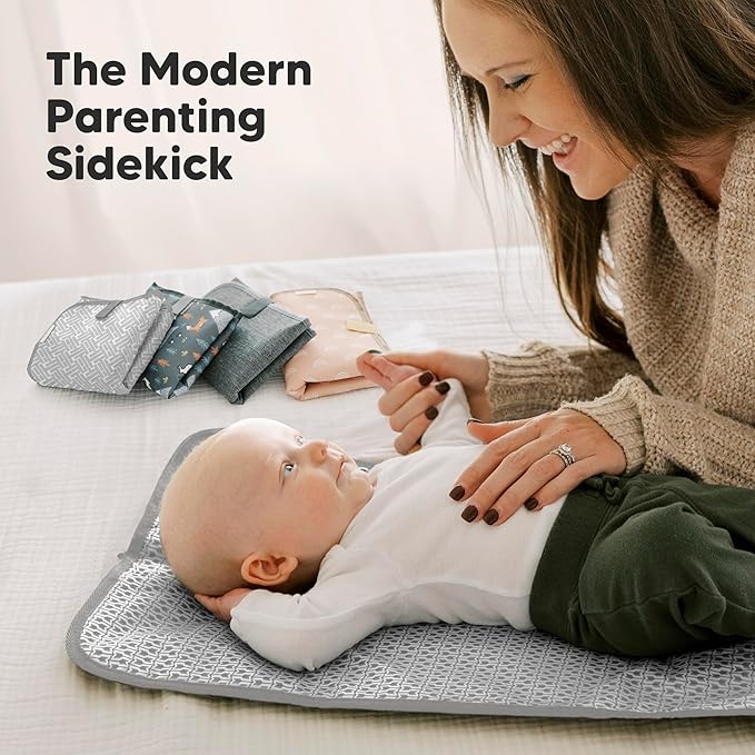 KeaBabies Portable Diaper Changing Pad, Easy Wipe Clean - Foldable Waterproof Baby Changing Mat for Diaper Bag, Compact, Lightweight, 25x13 Newborn, Infant, Baby Changer Travel Essential (Woodland)