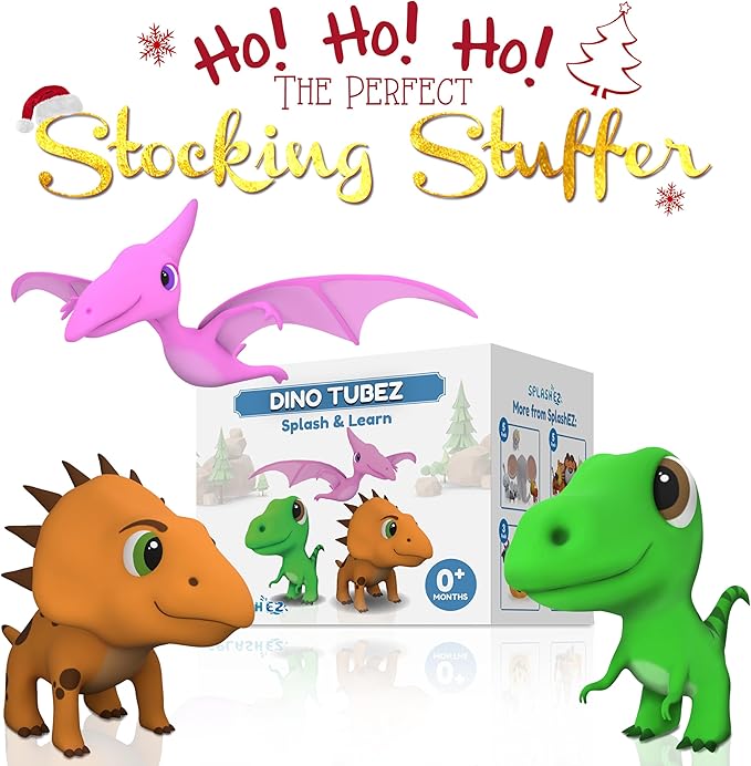 SplashEZ Mold Free Dinosaur Bath Toys, No Hole Bath Toys for Toddlers, Bathtub Dinosaur Set for Kids, No Mold Floating Water Dino Set for Pool, BPA-Free Safe Fun, Infant Babies Ages 1 3 6 12 18 Mo