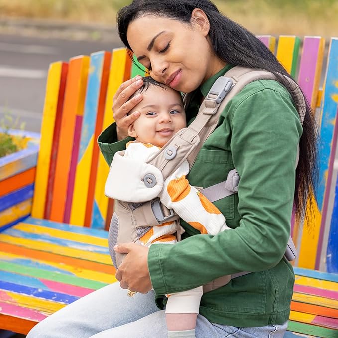 Joie Savvy Baby Carrier – Ergonomic, Adjustable Baby Carrier with 4 Carry Positions, Padded Shoulder Straps and Lumbar Support (Sandstone)