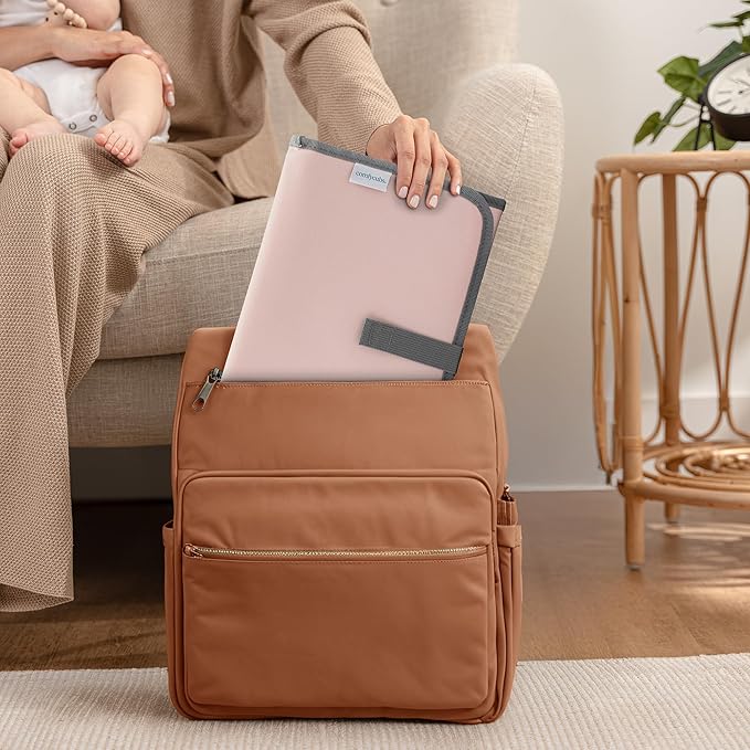 Comfy Cubs Baby Changing Pad Compact Size - Waterproof Diaper Changing Mat with Cushioned Pillow - Soft & Lightweight, Foldable Design for Travel - Stylish Design for Boys and Girls - Pink Blush