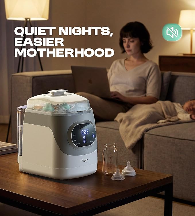 Baby Bottle Washer Pro, Sterilizer, Dryer & Water-Filter, All-in-One Cleaning Machine Fits 6 Bottles, Pump Parts & Baby Essentials, No More Hand Washing Gifts for Busy Moms & Parents