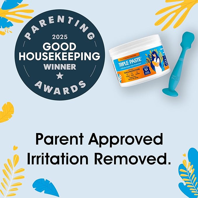 Triple Paste Diaper Rash Cream for Baby & Baby Spatula Bundle - 8 oz Zinc Oxide Ointment and Spatula Treatment, Soothe and Prevent Rash with a Pediatrician-Recommended Hypoallergenic Formula