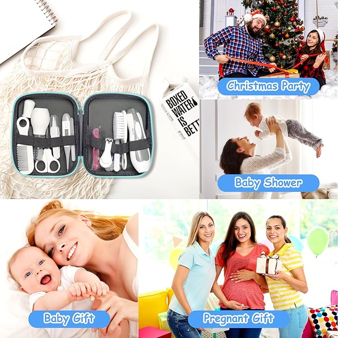 Baby Grooming Kit for Boys Girls Safety Newborn Nursery Essentials Grooming Set Gift for First-time Parents, Grey White 25 in 1