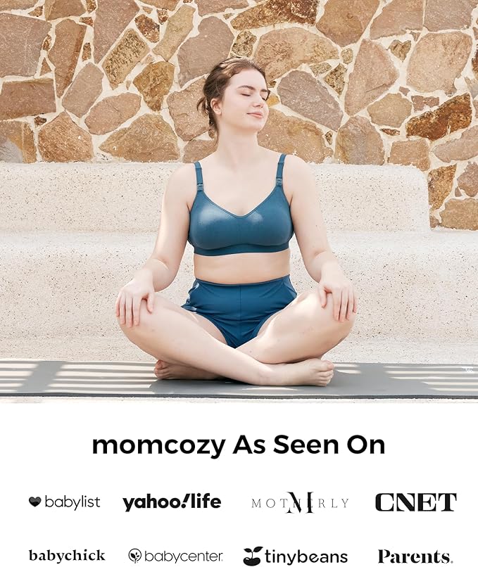 Momcozy Hands-Free Pumping Bra, Wireless & Seamless Breast Pump Bra, Breathable Tencel™ Fabric & Fully Fixed Cups