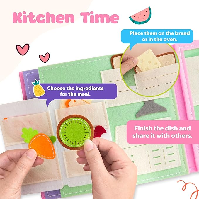 Personalized Busy Book for Toddlers 1–3 – Montessori Busy Board with Child’s Name, Quiet Activity Book for Fine Motor Skills, Travel-Friendly Toddler Learning Toy, Personalized Baby Gifts