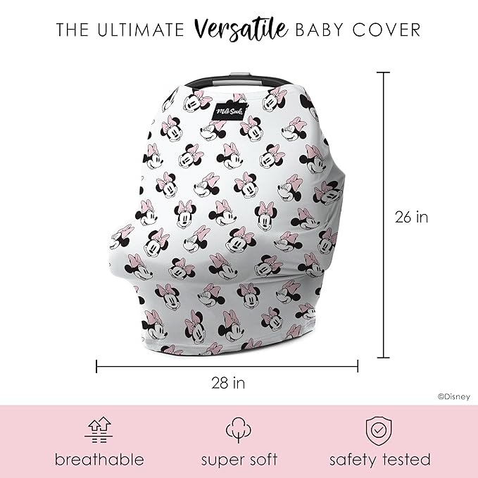 Milk Snob Original Disney 5-in-1 Cover, Minnie Mouse, Added Privacy for Breastfeeding, Baby Car Seat, Carrier, Stroller, High Chair, Shopping Cart, Lounger Canopy - Newborn Essentials, Nursing Top