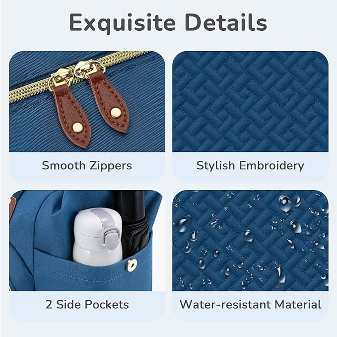 Diaper Bag Tote with Pacifier Case, Baby Bag for Women with Shoulder Straps, Travel Diaper Tote for for Mom and Dad Blue