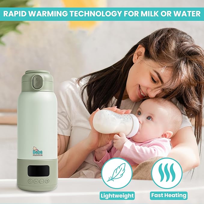 Portable Milk Warmer for Travel 17oz, 45W Fast Charge, Long Battery Life, 316 Stainless Steel, LED Display, Fast Heating, Precise Temp Control, Leak-Proof, Cordless Baby Milk Warmer for on The go