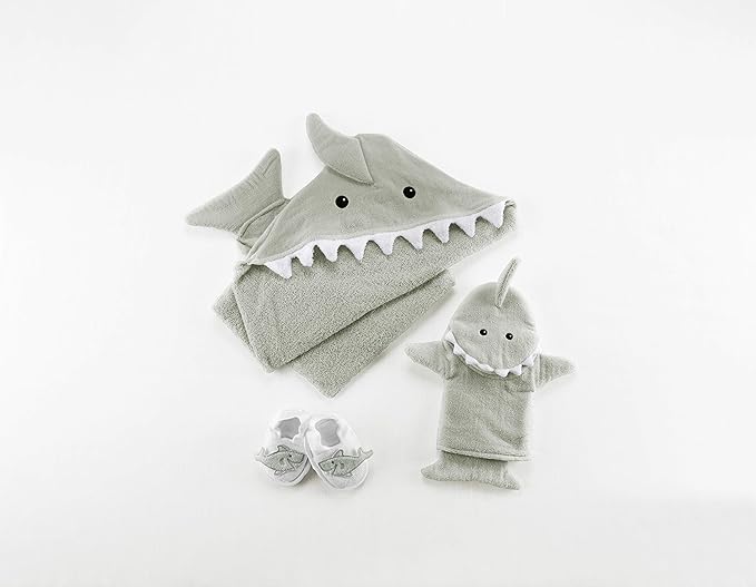 Baby Aspen Baby Shark Hooded Towel/Newborn Spa Bath Robe, Baby Beach Towel | Baby Bath Towel
