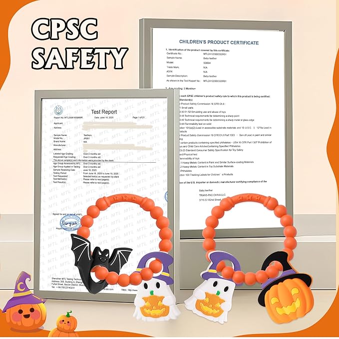 Baby Halloween Teething Toys, Soft Pumpkin & Ghost Textured Silicone Teether for 3-6 6-12 Months, BPA-Free Baby Halloween Teether Toys, Boo Basket Stuffers Sensory Gifts for Infant Boys & Girls