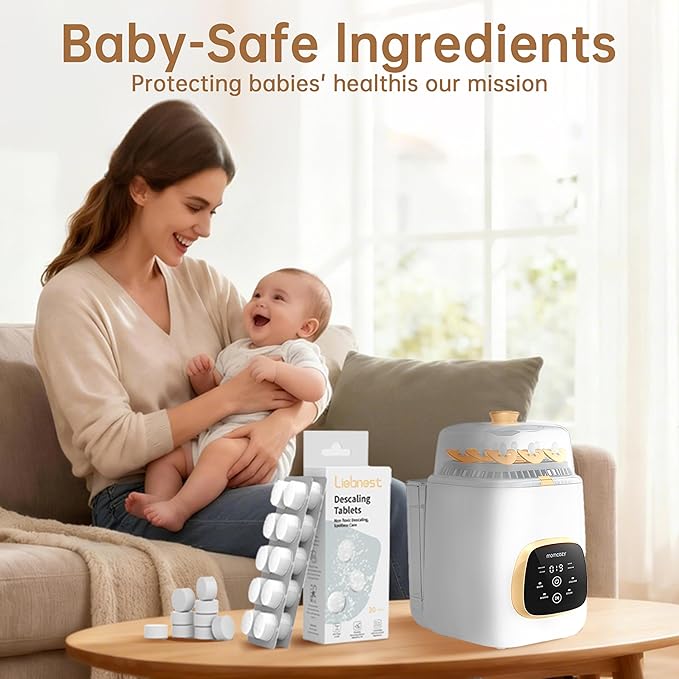30 Count Descaling Tablets – Compatible with Baby Brezza, Momcozy, Papablic & All Brands. Fits Bottle Washers, Warmers, Sterilizers & Formula Makers to Remove Milk Stains & Limescale