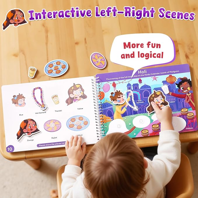 JoyCat Preschool Busy Book for Toddlers 3-5, Dual-Language Learning Activities, Educational Sensory Toys, Autism Learning Materials for Boys & Girls (Holidays)