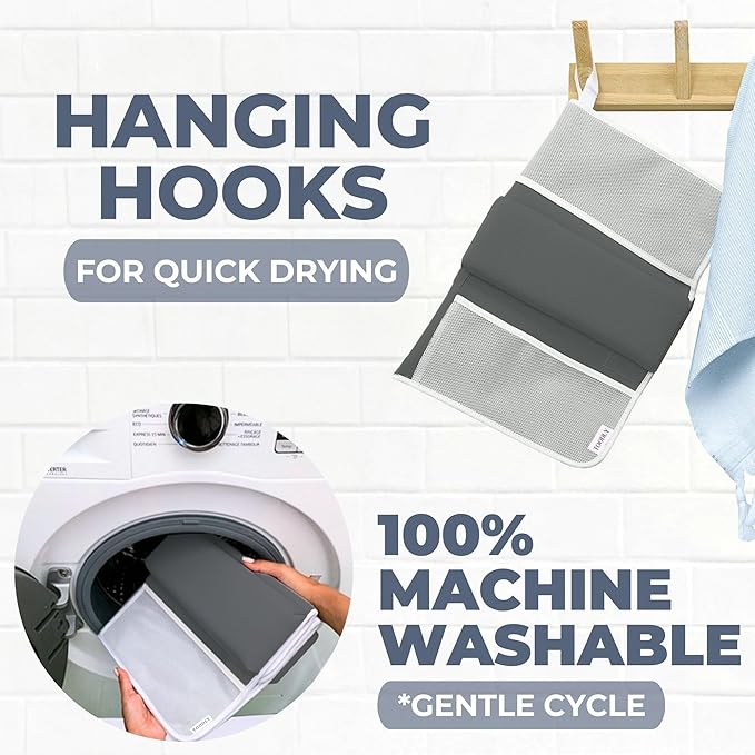 Comfortable Baby Bath Kneeler and Elbow Rest Pad Set – Thick Memory Foam Bath Kneeling Pad with Elbow Support – Baby Bathtub Cushion with Toy Organizer for Bathing Infant or Toddler - Dark Grey