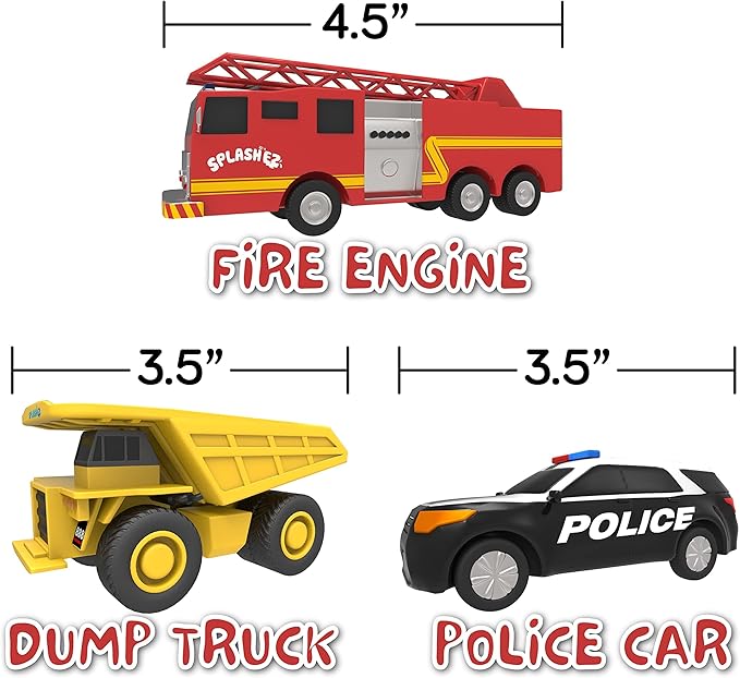 SplashEZ Mold Free Baby Bath Toys, No Hole Bath Toys for Toddlers, Bathtub Cars Set for Kids Ages 1-3, No Mold Floating Water Vehicles Set for Pool, BPA-Free, Safe, Fun, Infant Ages 1 3 6 12 18 Months