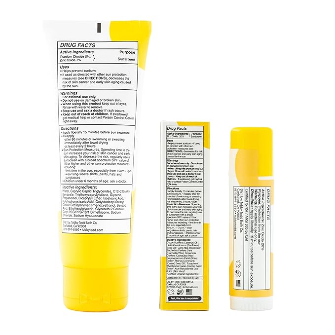 Tubby Todd Face and Body Mineral Sunscreen Kit for Baby, Toddler and Kids - Sunscreen 4 Fl Oz and Sunstick 0.5 Oz Duo Bundle - Fragrance-Free