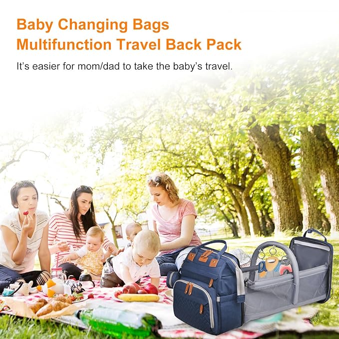 Baby Diaper Bags with Changing Station, Waterproof Diaper Bag Backpack for Moms Dads with USB Charging Port, Baby Shower Gifts, Large Capacity diaper backpack, Blue