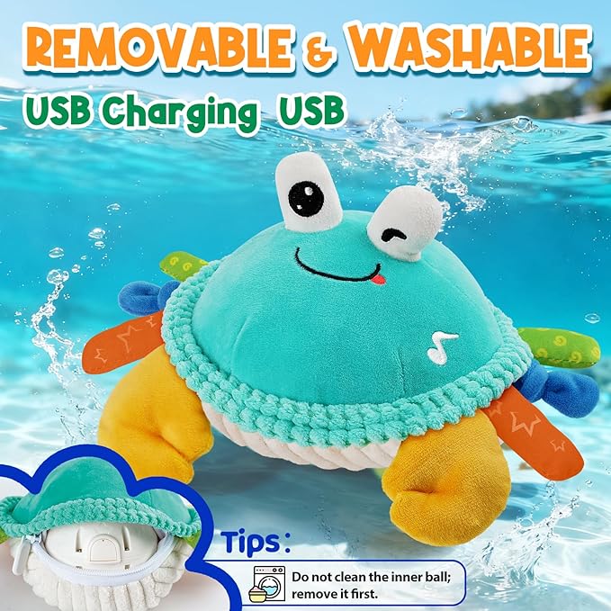 Baby Toys for 12 18 Months - Musical Crawling Dancing Bouncing Learning Crab Plush Toy - Infant Tummy Time Sensory Toys for Toddlers 1-3 Year Old Boys and Girls Christmas Birthday Gifts