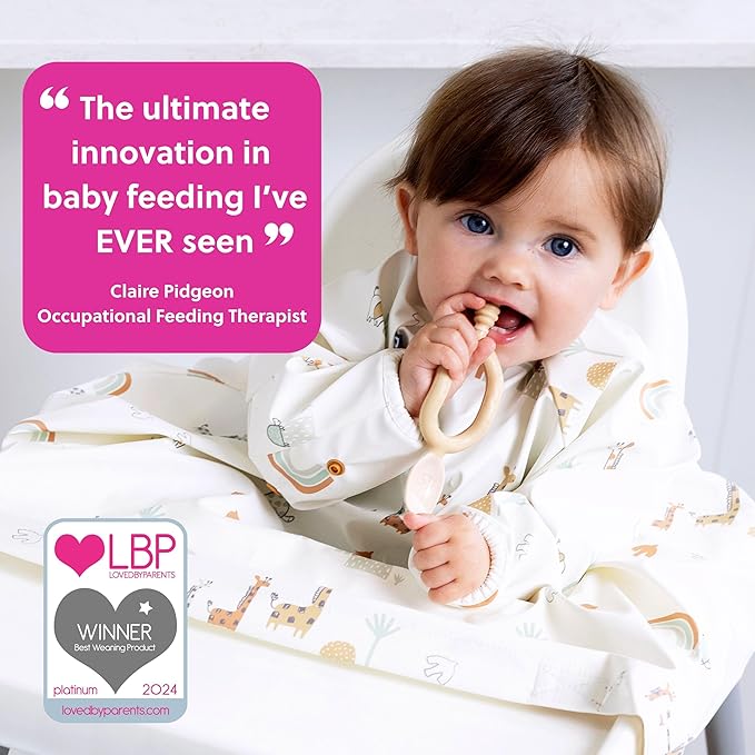 Bibado - Dippit Baby Spoon and Dipper, Fawn (2-Pack) - Soft, Chewable Dipper & Deep Spoon - Two-Hand, Sensory Grip - Toddler Utensils - Baby Led Weaning Supplies - Baby Essentials - 6 Months+