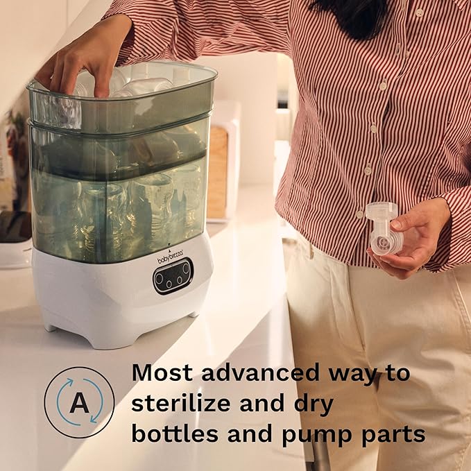 Baby Brezza Bottle Sterilizer and Dryer Advanced – 33% Faster - Largest Capacity Steam Sanitizer - Universal Sterilization Machine for All Bottles + Pump Parts - HEPA Air Filter