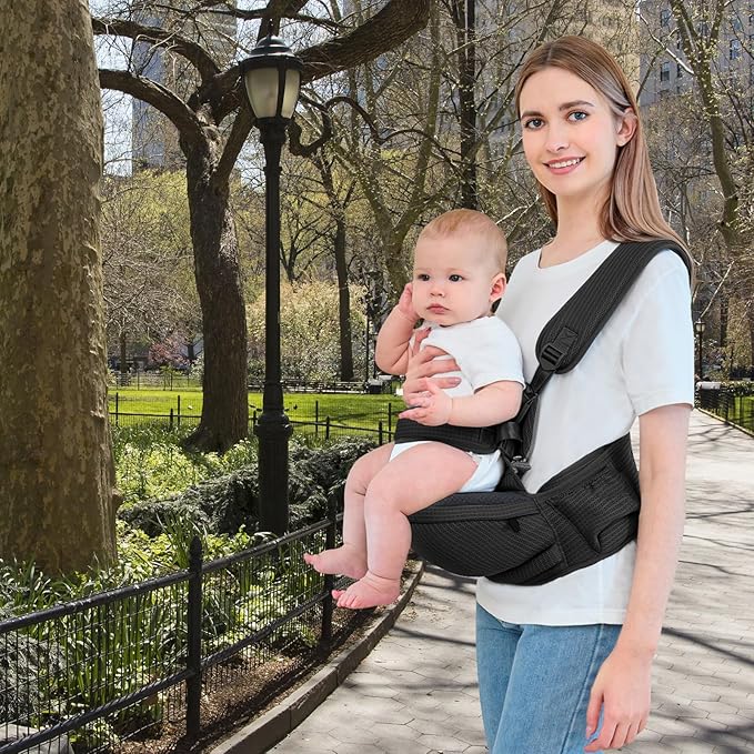 IULONEE Ergonomic Toddler Carrier Hip Seat Baby Carrier All Seasons Baby Wrap Hip Seat Toddler Carry Lightweight Infant Sling Holder Comfortable Baby Carry Perfect for Shopping Travelling