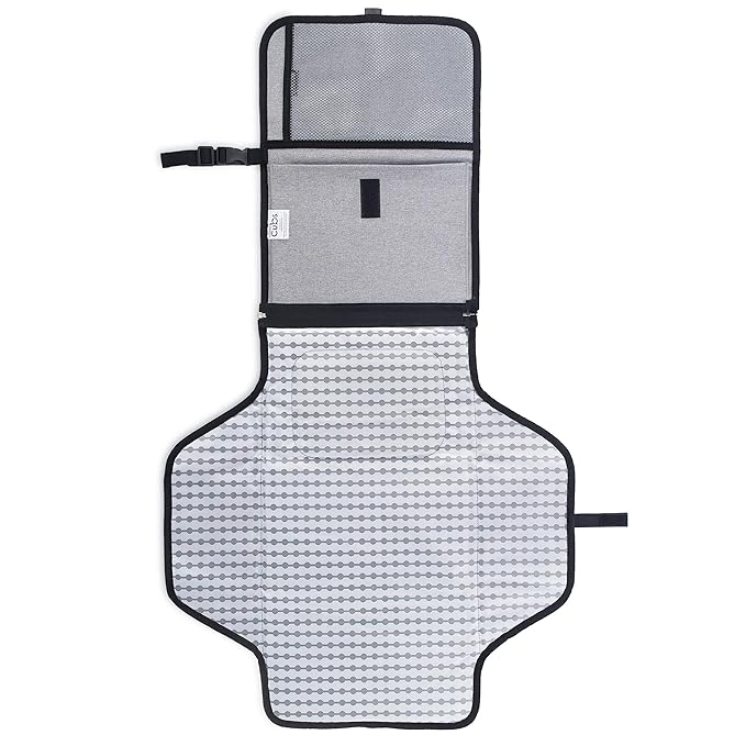 Comfy Cubs Baby Changing Pad Large Size - Waterproof Diaper Changing Mat with Cushioned Pillow - Soft & Lightweight, Foldable Design for Travel - Stylish Design for Boys and Girls - Solid Grey