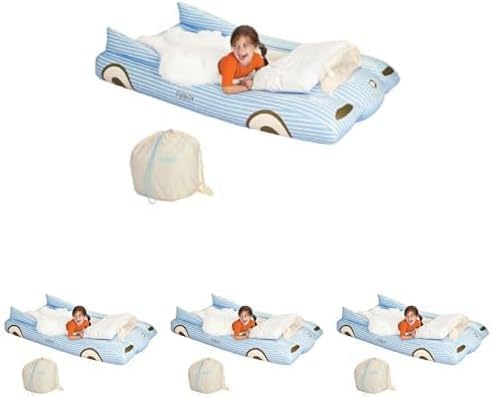 FUNBOY Kids Blue Inflatable Travel Bed & Mattress. Perfect for Sleepovers. Includes Carrying Case Storage Bag, Twin (Pack of 4)