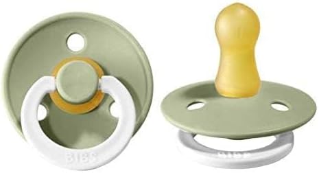 Bibs Pacifiers Color Collection, Set of 2 BPA-Free Latex Pacifiers Made in Europe, Round Nipple Baby Pacifier.