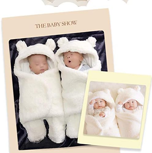 Nunibum Baby Swaddle Blanket Boys Girls Cute Bear Plush Essential Receiving Blanket Ultra-Soft Newborn Registry Sleeping Wraps for Infant 0-6 Months - White