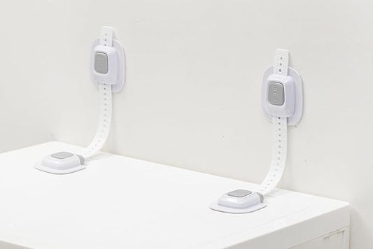 YEYA No Drill Anti Tip Furniture Adjustable Straps Wall Anchors for Baby Proofing with Strong 3M Adhesive Backing (Upgraded 4P)