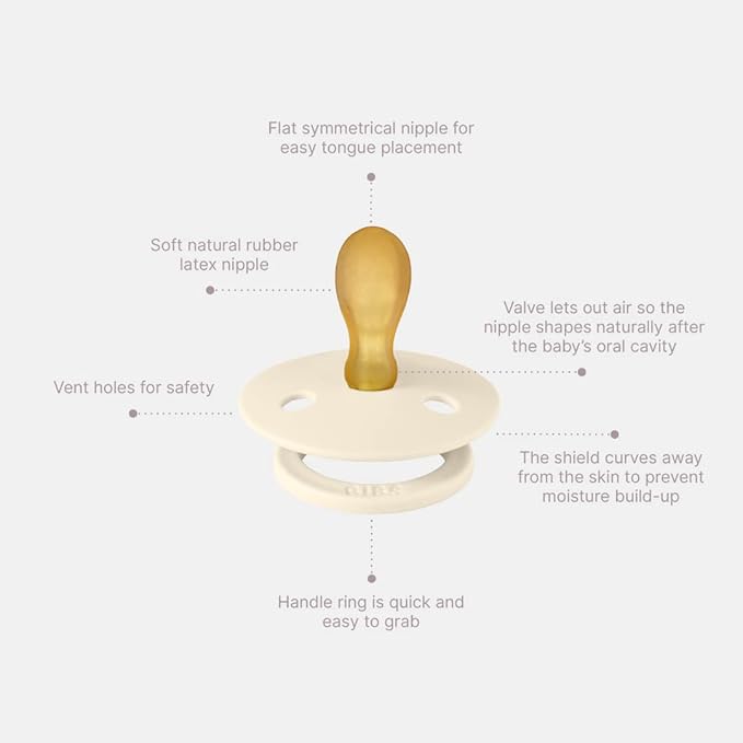 Bibs Pacifiers Color Collection, Set of 2 BPA-Free Latex Pacifiers Made in Europe, Round Nipple Baby Pacifier.