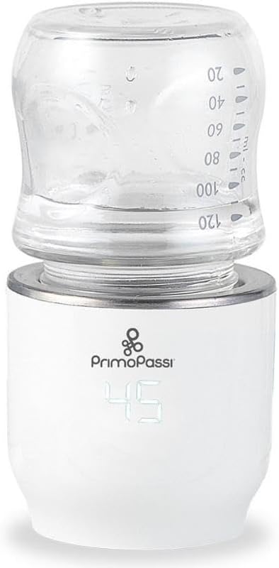 Primo Passi Portable Bottle Warmer on The Go, Travel Breastmilk & Water Bottle Warmer, Small, Lightweight & Fast - White