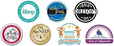 SmartNoggin Baby Developmental Milestones Set: NogginStik Developmental Light-Up Rattle and Baby’s First Book of 44 Sounds with Teether