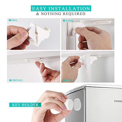 Vmaisi 16 Pack Child Safety Magnetic Cabinet Locks - Children Proof Cupboard Baby Locks Latches - Adhesive for Cabinets & Drawers and Screws Fixed for Protection