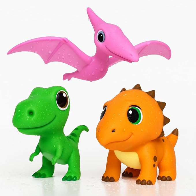 SplashEZ Mold Free Dinosaur Bath Toys, No Hole Bath Toys for Toddlers, Bathtub Dinosaur Set for Kids, No Mold Floating Water Dino Set for Pool, BPA-Free Safe Fun, Infant Babies Ages 1 3 6 12 18 Mo
