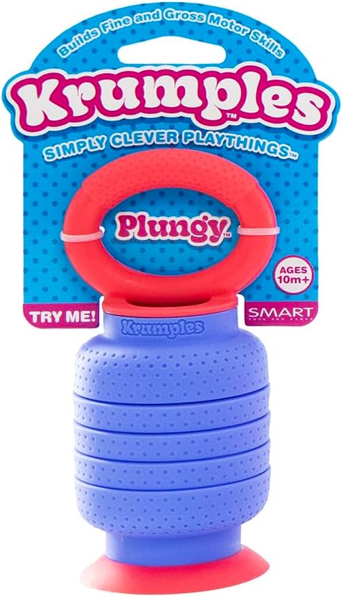 KRUMPLES Plungy Blue Sensory Suction Toy for Ages 10M+ | BPA-Free Silicone Fidget | Promotes Fine Motor Skills | Dishwasher Safe | Ideal Baby and Toddler Gift | Fun for All Ages