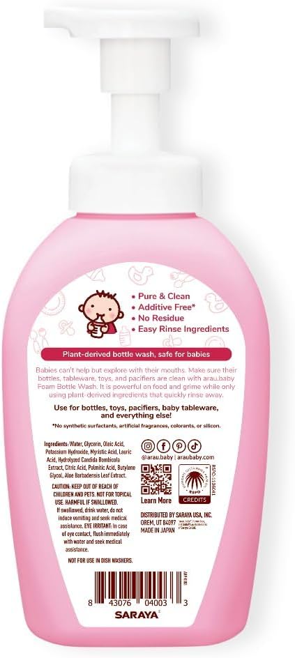 Arau Baby Foam Bottle Wash - Gentle Cleansing Soap for Bottles, Pacifiers, Toys, Dirty Surfaces, Foam Dish Soap, Plant Based, Safe for Baby, Trusted Baby Care Brand (16.9 fl oz - Pack of 3)