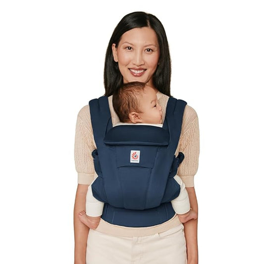 Ergobaby Omni Deluxe Baby Carrier Newborn to Toddler - Breathable Baby Carriers for Summer - All-Position Carrier with Enhanced Lumbar Support & Airflow (7-45 Pounds), Cotton, Midnight Blue