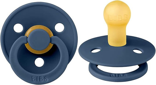 Bibs Pacifiers Color Collection, Set of 2 BPA-Free Latex Pacifiers Made in Europe, Round Nipple Baby Pacifier.