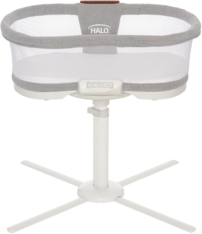 HALO BassiNest Luxe Swivel Sleeper - Over-Bed Baby Bassinet with 360° Rotation, Vibrations, White Noise, and Safe Close-Sleeping Design, Dove Grey Tweed