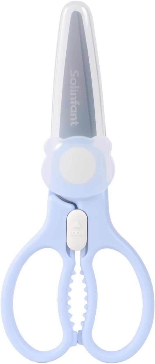 Premium Stainless Steel Portable Baby Food Safety Scissors, Detachable Feeding Shears for Toddlers Infant Kids Food Cutting Meats Noodles Vegetables with Protactive Cover