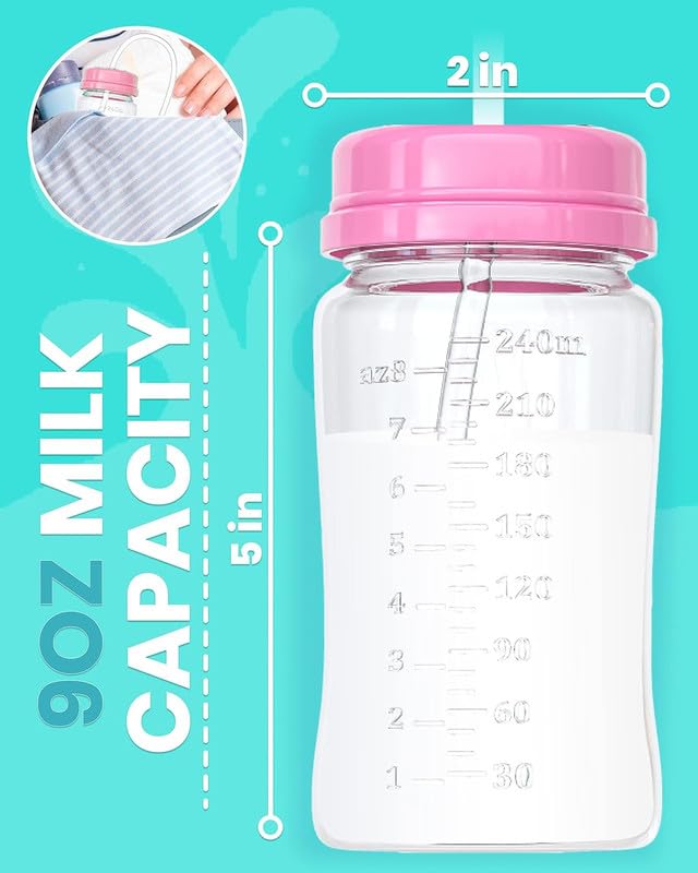 TidyFriend Anti-Colic Baby Bottle for Breastfeeding Babies 8oz, 2 Pack Baby Bottle with Straw for Convenient Feeding (Pink)