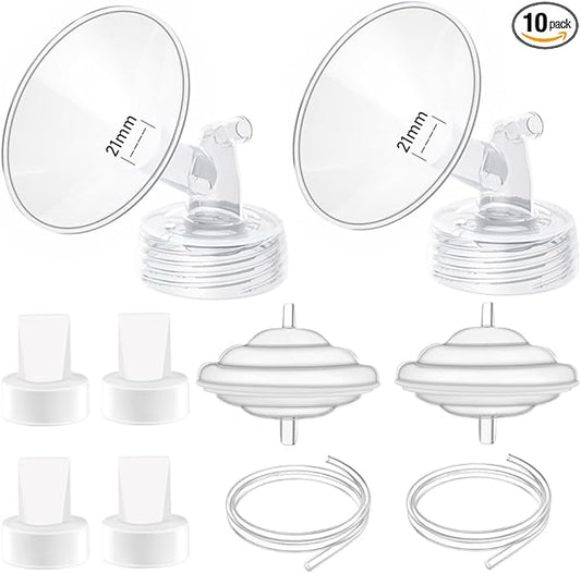 21mm Flange Pump Parts Compatible Spectra S1 S2 9 Breast Pumps Replacement,Full Set Replacements Include Flange Backflow Protector Membrane Duckbill Valve Tube,Not Original Accessories