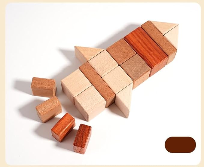 Wooden Building Block Set for Kids, Natural Wood Stacking Toy with Storage Tray, Preschool Learning Toys for Toddlers 1-3 Year Old, 29 Pcs in 8 Shapes, Montessori Educational Game for Boys & Girls
