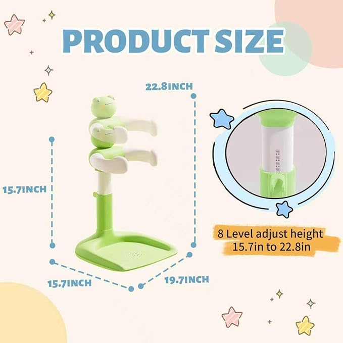 Baby Shower Stand, Toddler Bath Standing Support with Anti-Slip Base and Shower Holder, Adjustable Height, Soporte para Bañera de Bebé, Ideal Gift for Infants 6-36 Months-Green (Upgraded-Frog)