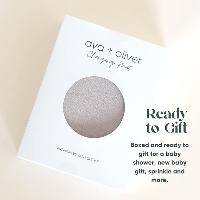 Ava + Oliver Vegan Leather Baby Changing Mat (16 X 30 in) - Multipurpose Wipeable and Portable Diaper Mat - Foldable for Travel (Pink Scallop)