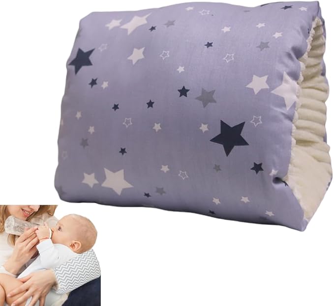 LENOTEX Cotton Nursing Pillow for Breastfeeding & Bottle Feeding - Skin-Friendly Washable Mini Arm Pillow with Ergonomic Support for Mom, Portable Design (Stars)
