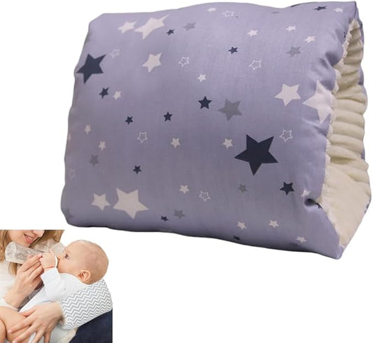 LENOTEX Cotton Nursing Pillow for Breastfeeding & Bottle Feeding - Skin-Friendly Washable Mini Arm Pillow with Ergonomic Support for Mom, Portable Design (Stars)