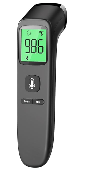 Forehead Thermometer for Adults and Kids, Fast Accurate Thermometer with Fever Alarm, 1S Reading & Silent Mode, Easy to Use for Baby, Kids & Elderly (Black)