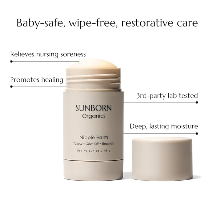 Nipple Balm | Nursing-Safe Natural Breastfeeding Nipple Cream (Lanolin-Free, Three Edible Natural Ingredients) for Sore or Cracked Nipples, Safe for Baby, Third-Party Lab Tested, No Need to Wash Off