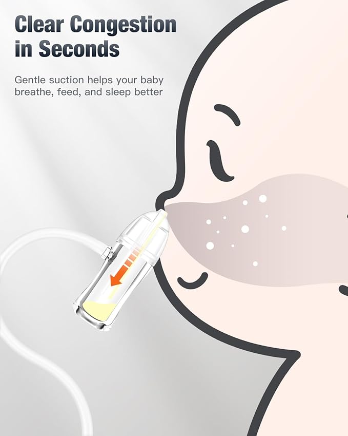 Baby Nasal Aspirator Manual Nose Sucker for Newborn & Infant, Manual Pump Silicone Snot Cleaner, Baby Registry Must Haves Newborn Essentials